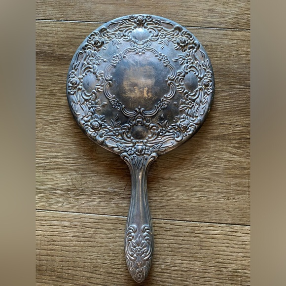 Vintage Silver Plated Bronze Hand Mirror & Comb Set - Picture 6 of 6